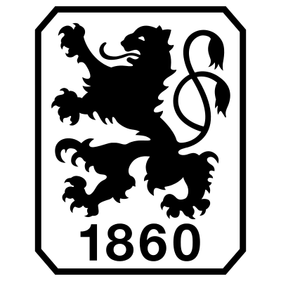 Logo of TSV 1860 München - a black lion crest on white background in a rectangle with a black framing